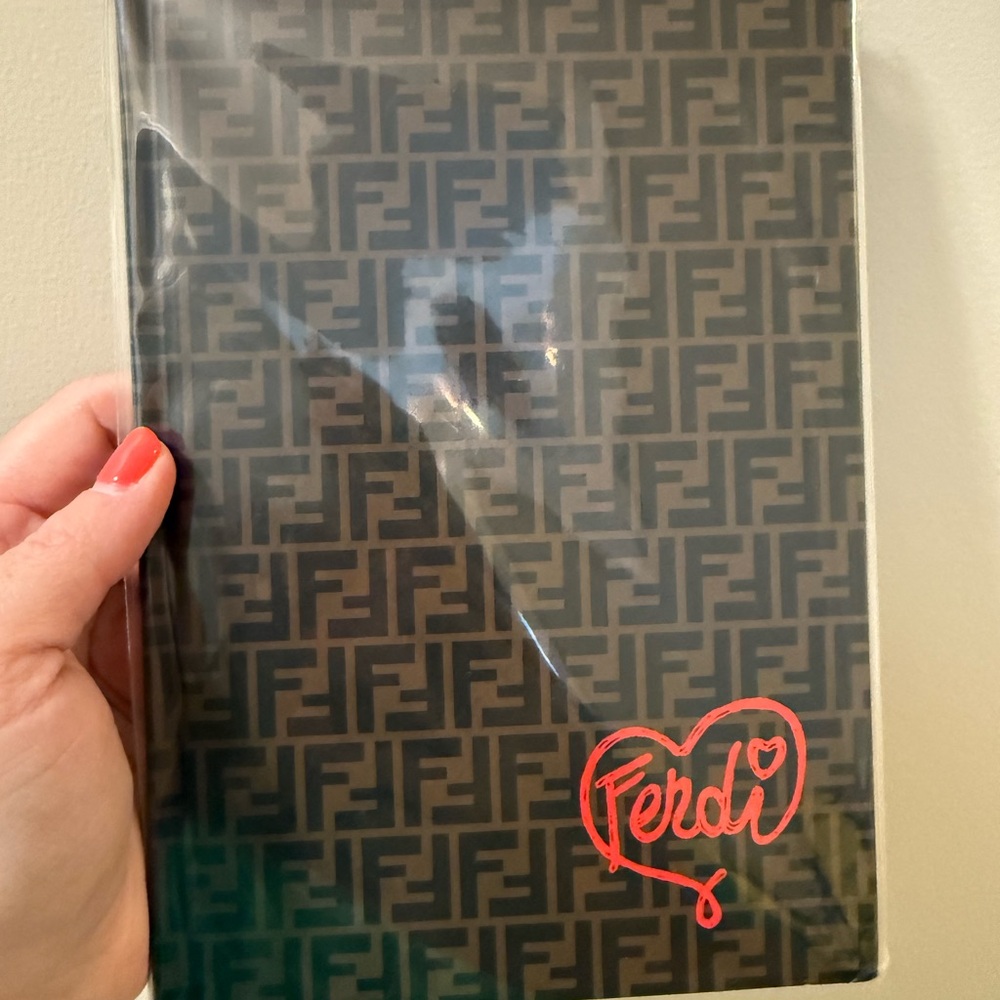 Fendi Zucca Black and Red Notebook with Stickers